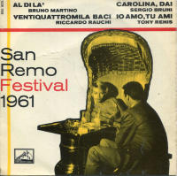 "SAN REMO FESTIVAL 1961" BRUNO MARTINO Al di la + 3 1961 EP PS