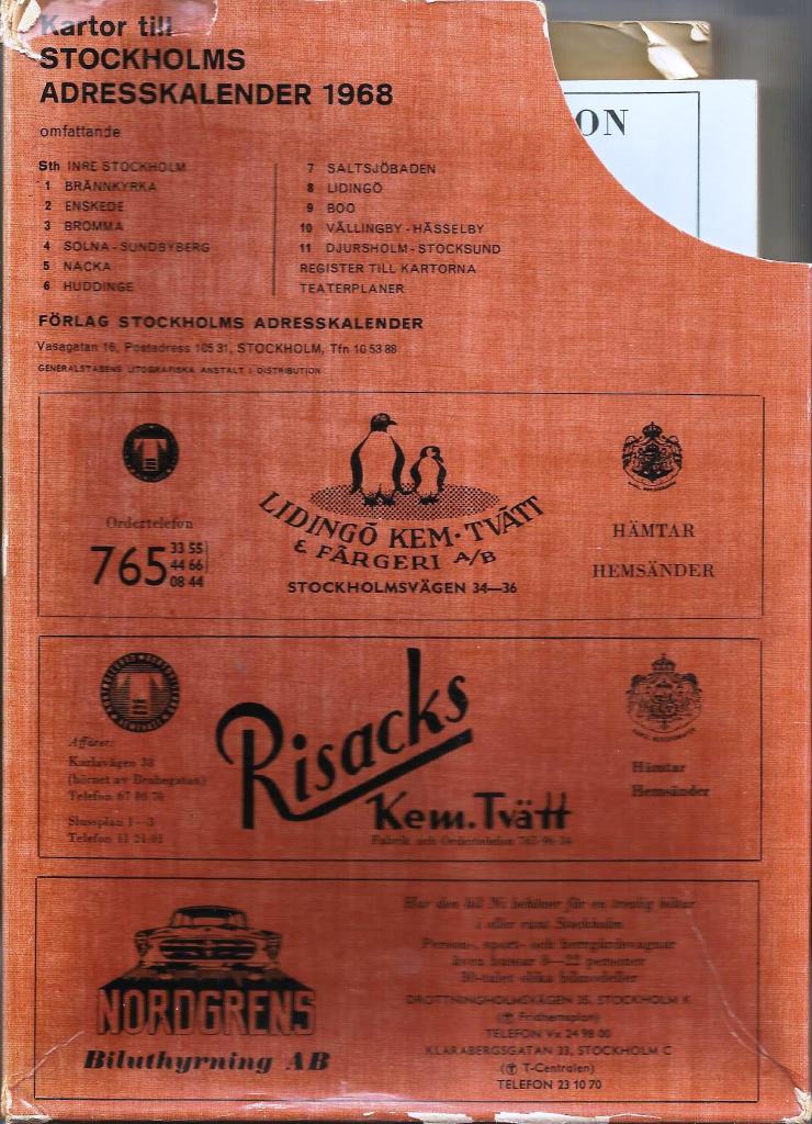 Stockholms adresskalender 1968 - kartor