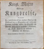 Kongl. Maj:ts nådiga kungörelse, angående de, i anledning af den emellan Swerige och Ryssland den 10 September 1817 afslutade tractat, bestämde wilkor för swenske och norrske undersåters wistande i Ryssland, och ryske undersåters wistande i Swerige och Norrige (...)