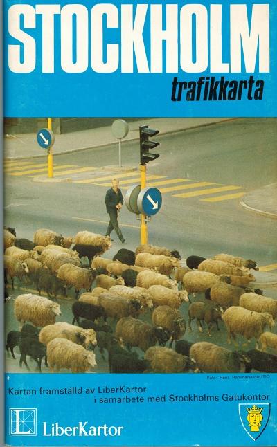 Trafikkarta över Stockholm 1976. Kartan framstäld i samarbete med Stockholms Gatukontor.