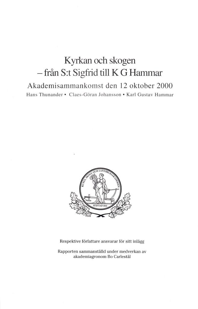 Kyrkan och skogen - från... | Hans Thunander, Claes-Gör... | 29 SEK
