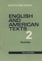 English and American Texts 2 Word-lists